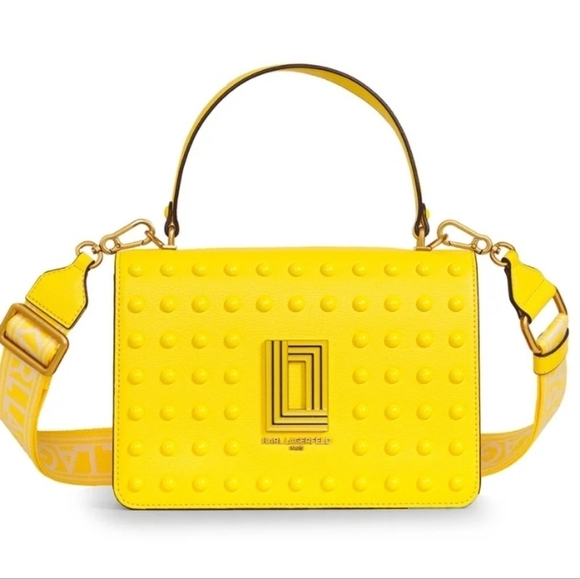 💛🔹️ Karl Lagerfeld🔹️ Paris Simone dots Crossbody, yellow aspen NWT - Picture 1 of 4
